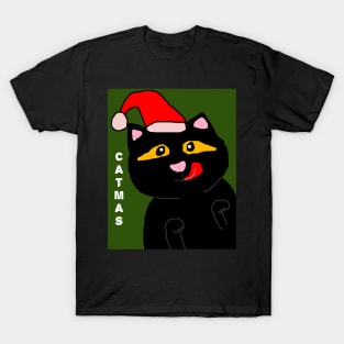 Christmas catma black cat funny T-Shirt